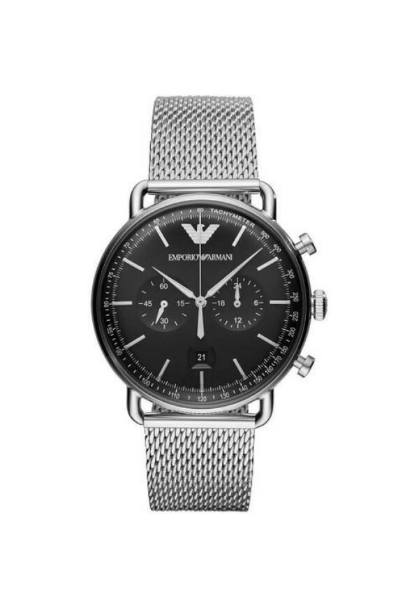 Emporio Armani Aviator Chronograph Herren silber schwarz