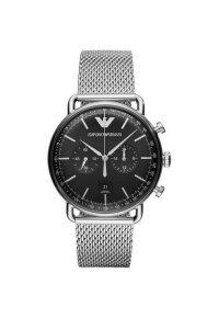 Emporio Armani Aviator Chronograph Herren silber schwarz