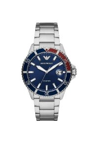 Emporio Armani Mario Herrenuhr silber blau rot