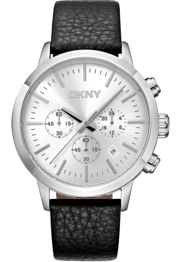 Donna Karan New York Chronograph Herren silber Lederarmband