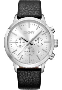 Donna Karan New York Chronograph Herren silber Lederarmband