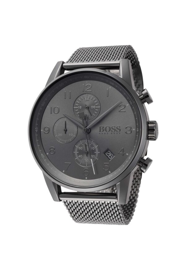 Boss Navigator Herren Chronograph Grau Edelstahl Mesh HB1513674