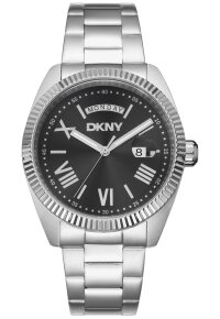Donna Karan New York Herrenuhr silber schwarz