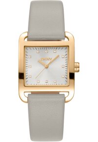 Donna Karan New York City Midi Damenuhr gold hellgrau Leder