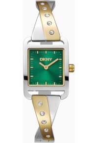Donna Karan New York City Bangle Damenuhr silber gold gruen