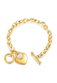 Hearts Armband aus 18K vergoldetem Edelstahl mit Zirkonia
