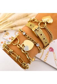 Hearts Armband aus 18K vergoldetem Edelstahl mit Zirkonia