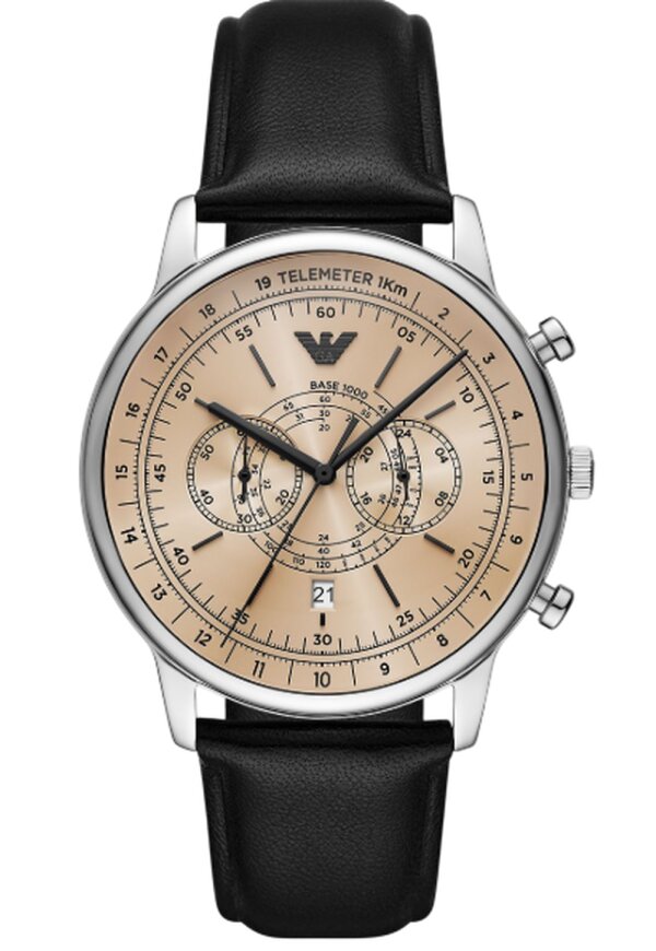Emporio Armani Chronograph Champagner Schwarz Leder AR11634