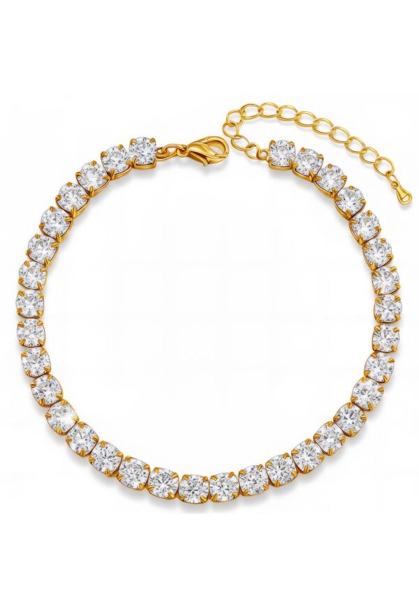 Tennisarmband aus 18K vergoldetem Edelstahl mit Zirkonia