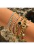 Gliederarmband mit schwarzem Rundelement und Zirkonia aus 18K vergoldetem Edelstahl