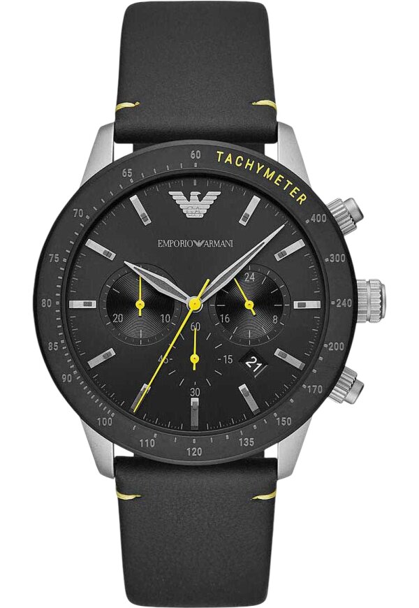 Emporio Armani Chronograph Leder Schwarz AR11325