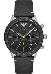 Emporio Armani Chronograph Leder Schwarz AR11325