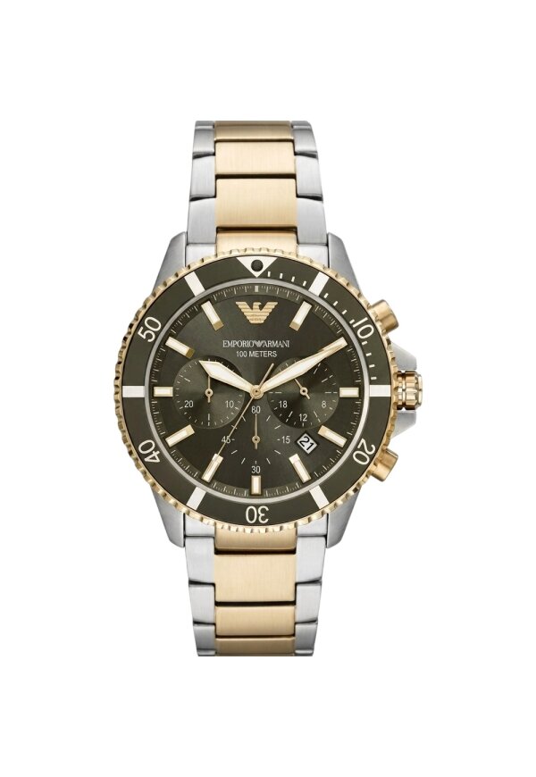 Emporio Armani Chronograph Bicolor Edelstahl Grün AR11361