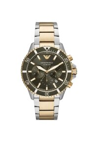 Emporio Armani Chronograph Bicolor Edelstahl Grün...