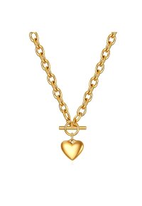 Herz-Halskette mit Knebelverschluss aus 18K vergoldetem...