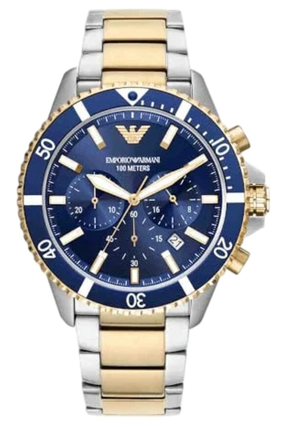 Emporio Armani World Explorer Chronograph Bicolor Edelstahl Blau AR11362
