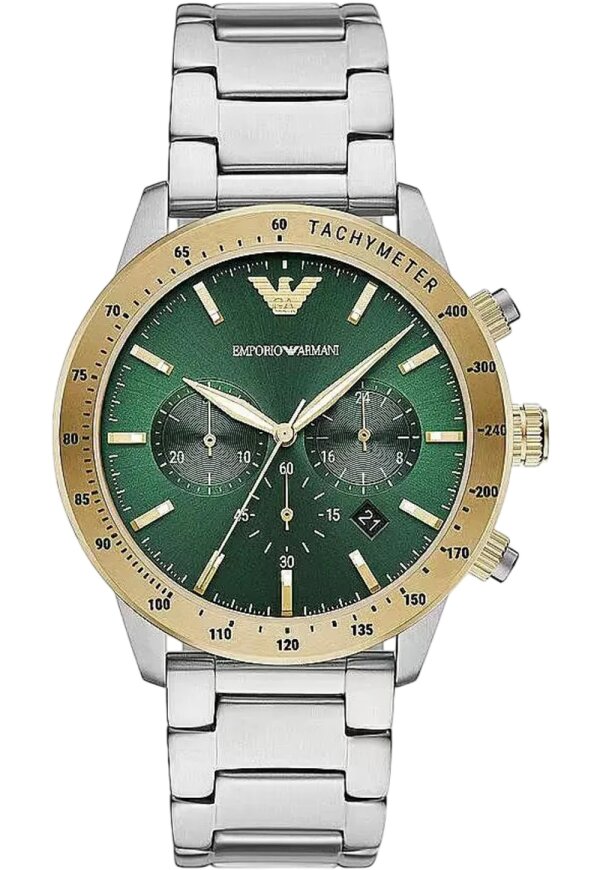 Emporio Armani Mario Chronograph Bicolor Edelstahl Grün AR11454