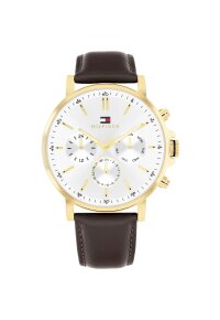 Tommy Hilfiger Tyson Multifunktionsuhr Silber Gold Braun...