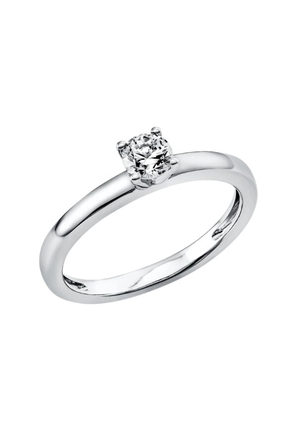 Solitärring 1U523 aus 18 Karat Weißgold mit Diamant 0,30 ct
