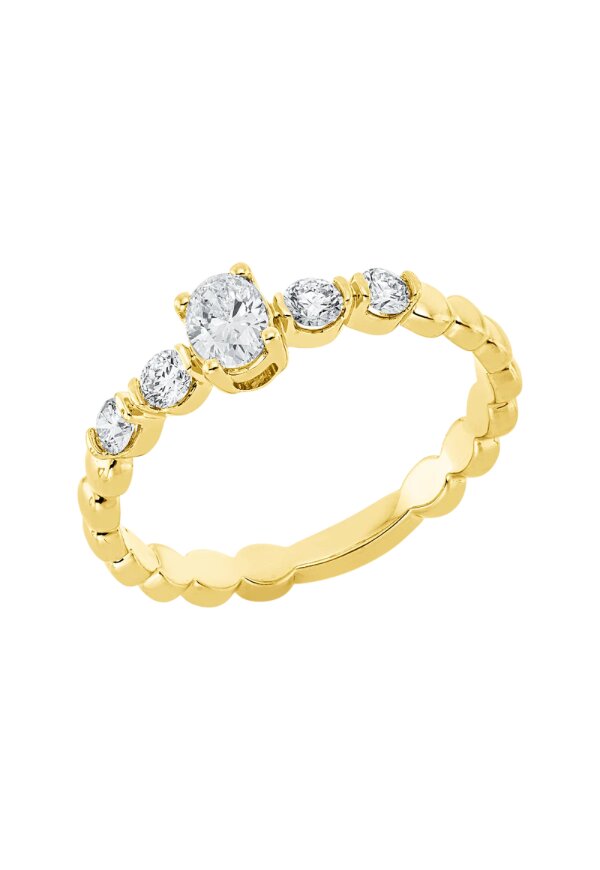 Solitärring 1HN77 aus 18 Karat Gelbgold mit 5 Diamanten 0,39 ct