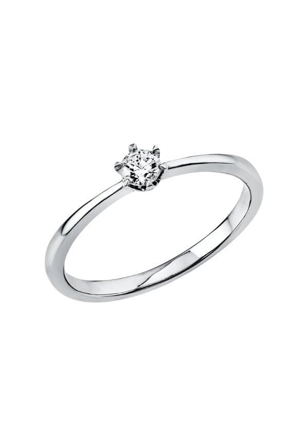 Solitärring 1C478 aus 18 Karat Weißgold mit Diamant 0,15ct
