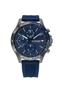 Tommy Hilfiger Bank Multifunktionsuhr Blau Silikon 1791721