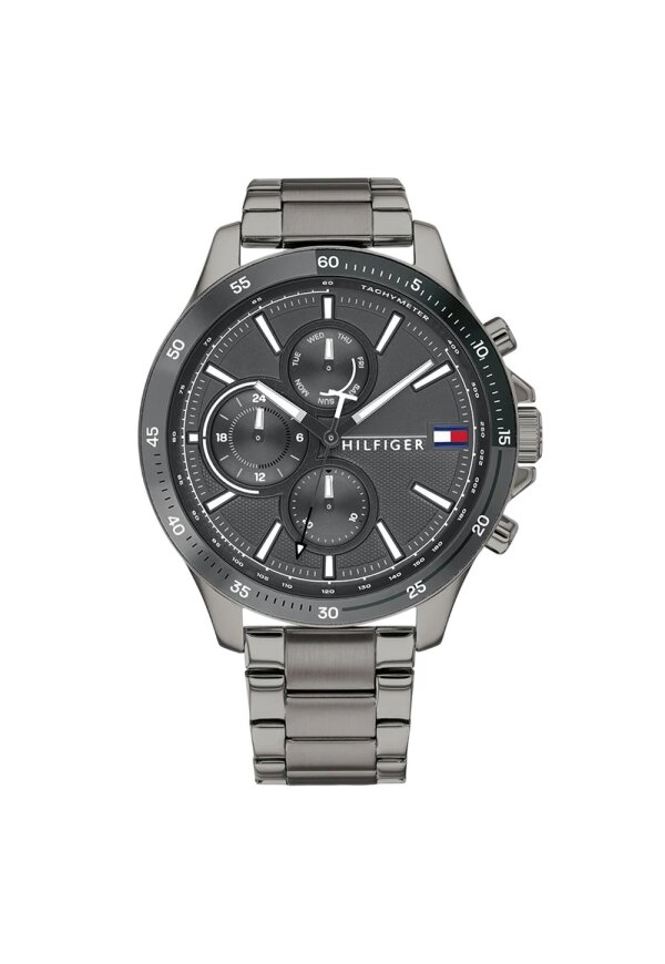 Tommy Hilfiger Bank Multifunktionsuhr Grau Edelstahl 1791719