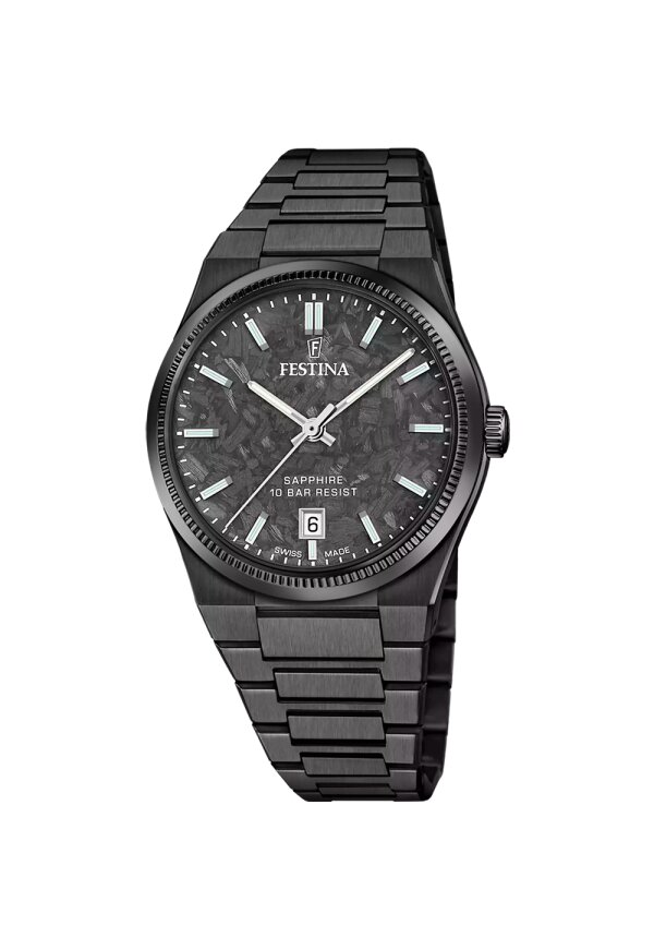 FESTINA SWISS MADE HERREN UHR NUEVA I-SIZE F20080/2 SCHWARZ EDELSTAHL ARMBAND