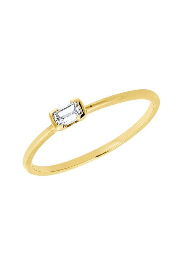 Solitärring 1JL19 aus 18 Karat Gelbgold mit Diamant im Smaragdschliff 0,16 ct