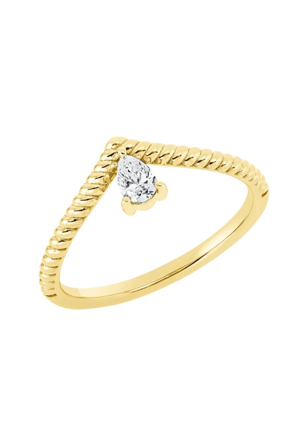 Solitärring 1GH37 aus 18 Karat Weißgold/Gelbgold mit Tropfen-Diamant 16 ct