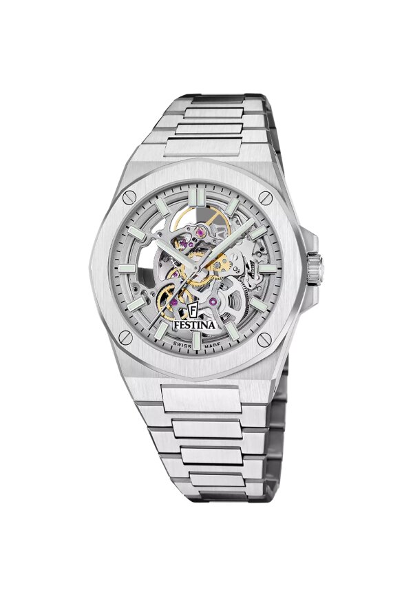 FESTINA SWISS MADE HERREN UHR AUTOMATIK F22006 EDELSTAHL ARMBAND