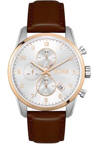 Hugo Boss Skymaster Chronograph Silber Leder Braun HB1513786
