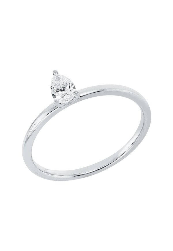 Solitärring 1IE07 aus 18 Karat Weißgold mit Tropfen Diamant 0,26 ct