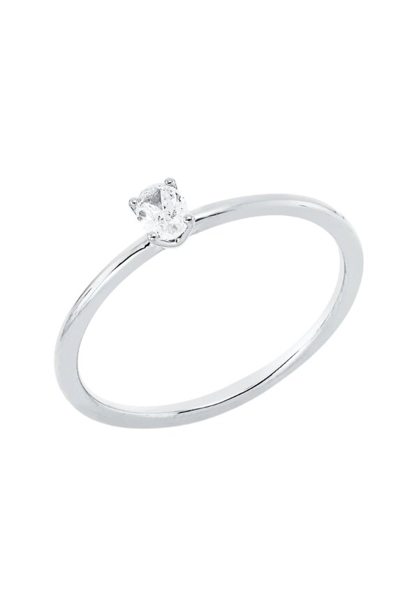 Solitärring 1ID05 aus 18 Karat Weißgold mit ovalem Diamant 0,14 ct
