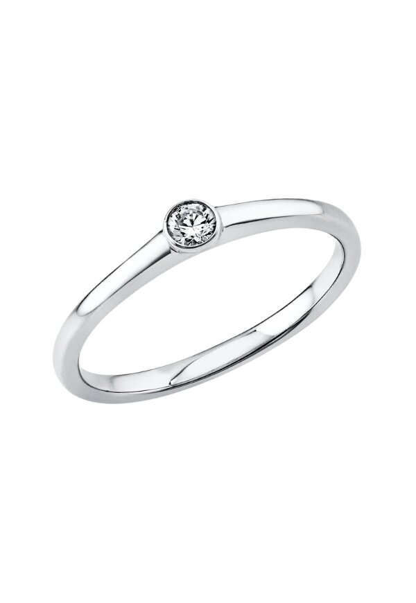 Solitärring 1U527 aus 18 Karat Weißgold mit rundem Diamant 0,10 ct