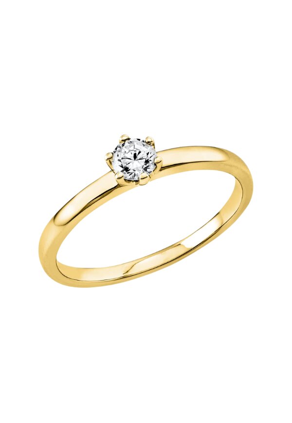 Solitärring 1O323 aus 14 Karat Gelbgold mit Diamant 0,20 ct