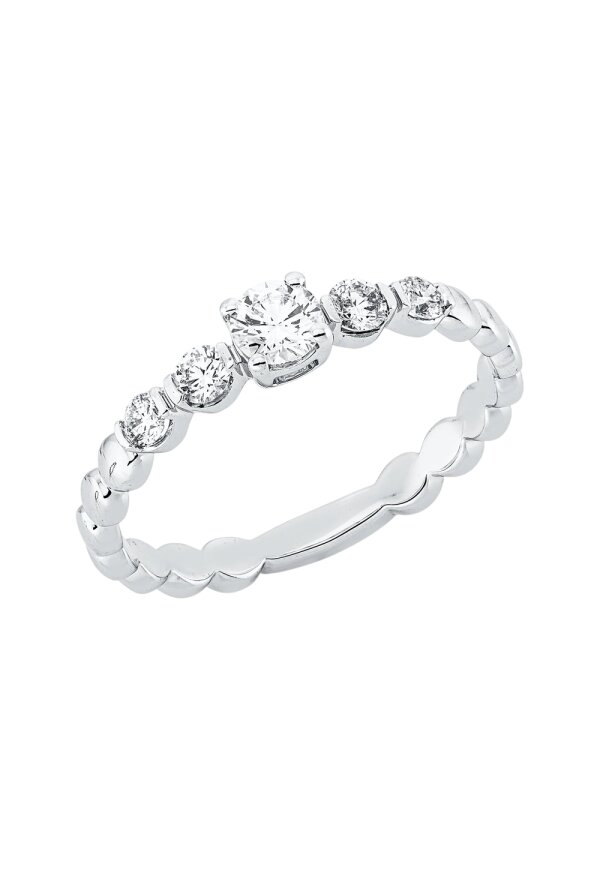 Solitärring 1HN74 aus 18 Karat Weißgold mit 5 Diamanten 0,41 ct