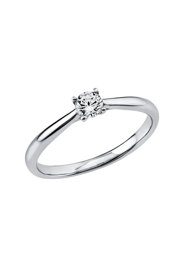 Solitärring 1X683 aus 14 Karat Weißgold mit Diamant 0,20 ct