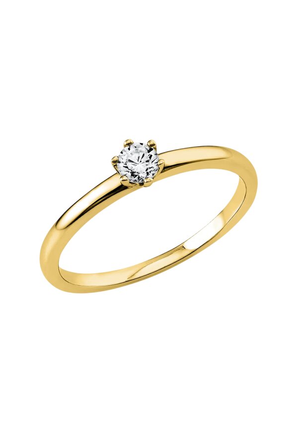 Solitärring 1O322 aus 14 Karat Gelbgold/Weißgold mit Diamant  0,15 ct