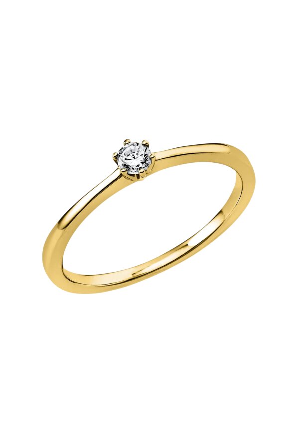 Solitärring 1A481 aus 14 Karat Gelbgold mit Diamant 0,10 ct
