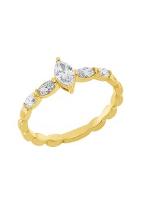 Solitärring 1HN42 aus 18 Karat Gelbgold mit 5 ovalen...