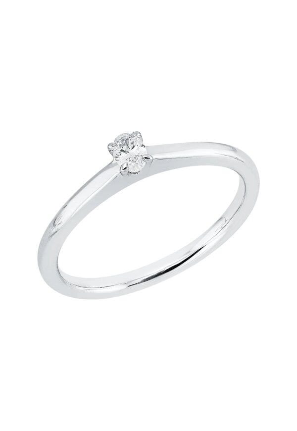 Solitärring 1KE58 aus 18 Karat Weißgold mit ovalem Diamant 0,11 ct