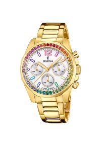Festina Damen Chronograph Weiß Edelstahl Zirkonia...