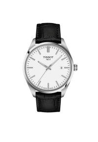 Tissot PR 100 Armbanduhr silber schwarz Lederarmband