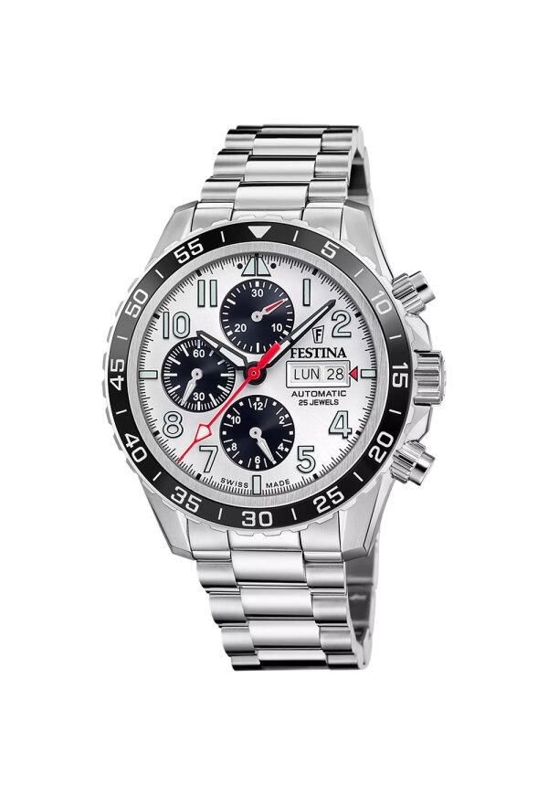 Festina Swiss Made Automatik Herrenuhr Schwarz-Weiß Edelstahl F20055/1