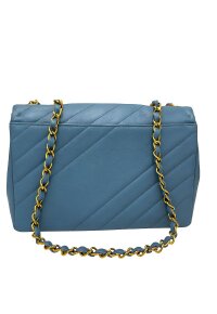CHANEL Coco Mark Bias Stitch Chain Large Leder Blau...