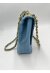CHANEL Coco Mark Bias Stitch Chain Large Leder Blau Goldfarbene Hardware