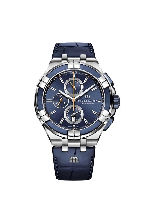Maurice Lacroix AIKON Chronograph 44 mm Blau Leder AI1018-SS001-432-4