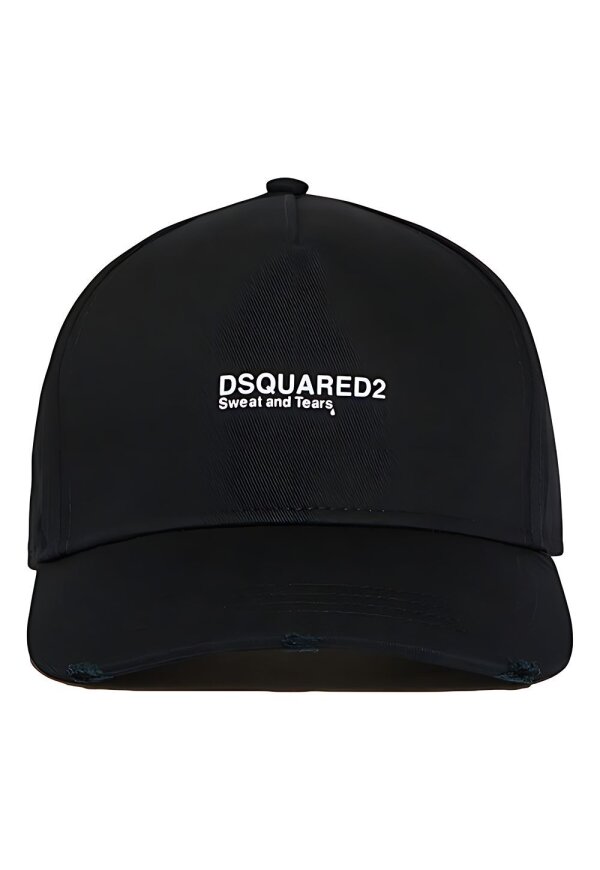 Dsquared2 Baseball Cap schwarz Weiße Sweat and Tears  Stickerei Unisex