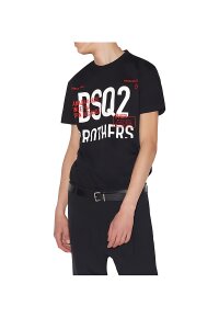 Dsquared2 T-Shirt Schwarz DSQ2 Brother Logo Druck